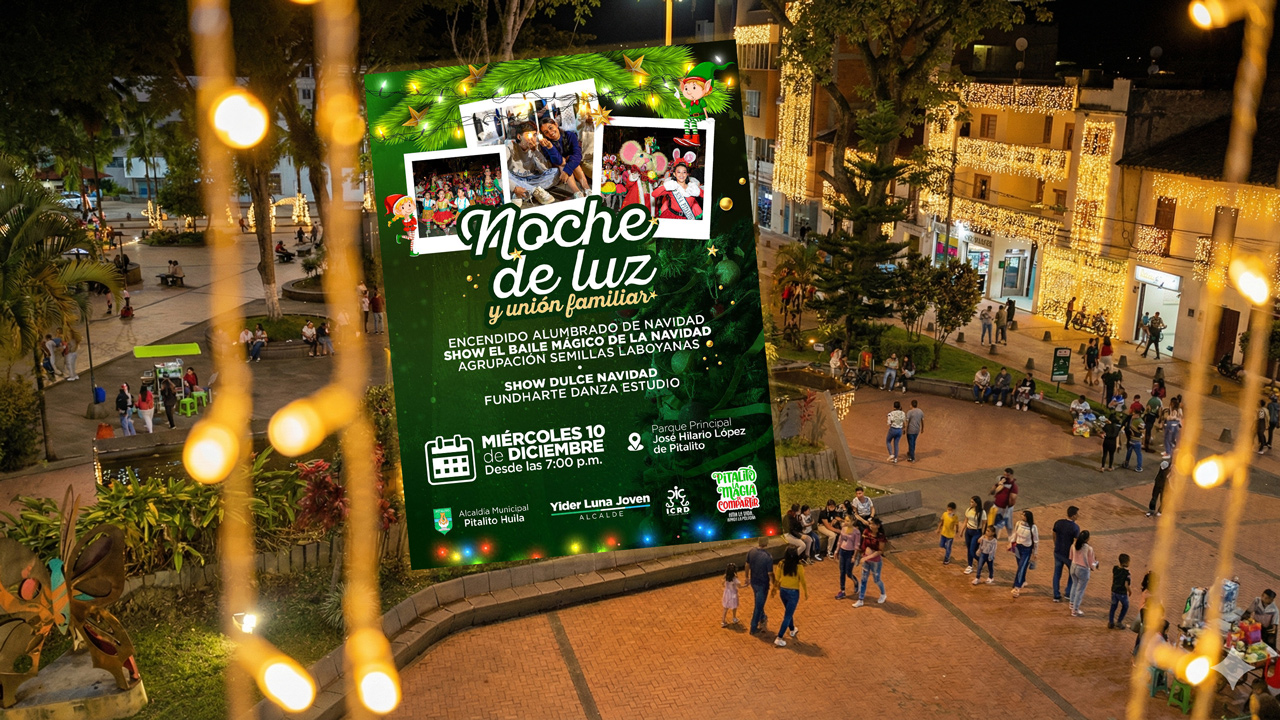 Inauguración del alumbrado navideño Pitalito 2025 en el parque José Hilario López