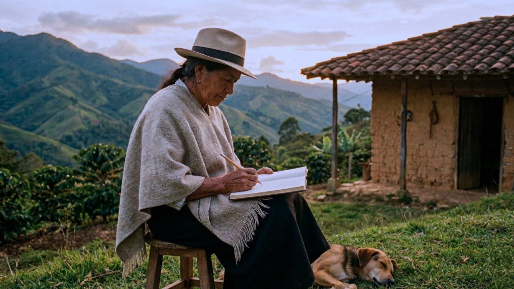 mujer campesina escribiendo