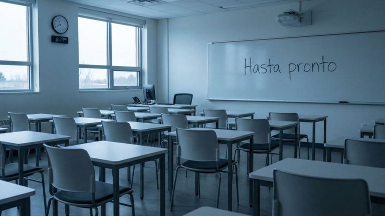 Aula vacía representando el cierre de colegios privados en Colombia y la crisis educativa de 2026.