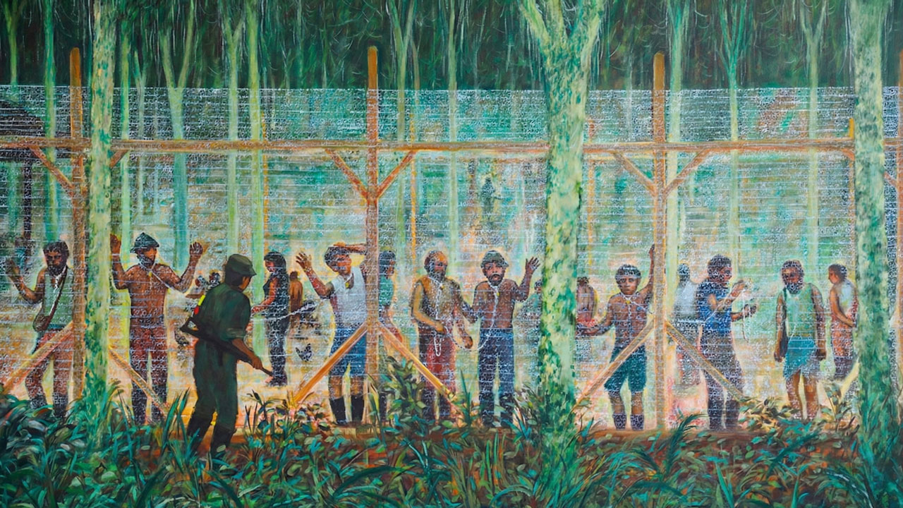 Pintura La cárcel, una imagen de algo por lo que nadie debería pasar. Obra de Mario Ayerbe.