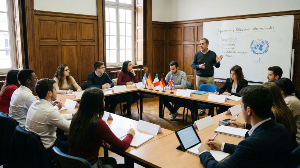 Estudiantes en el lanzamiento de la Academia Diplomática Popular en la Universidad Surcolombiana Huila.