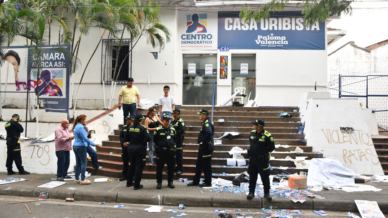 Sede del Centro democrático en Neiva vandalizada