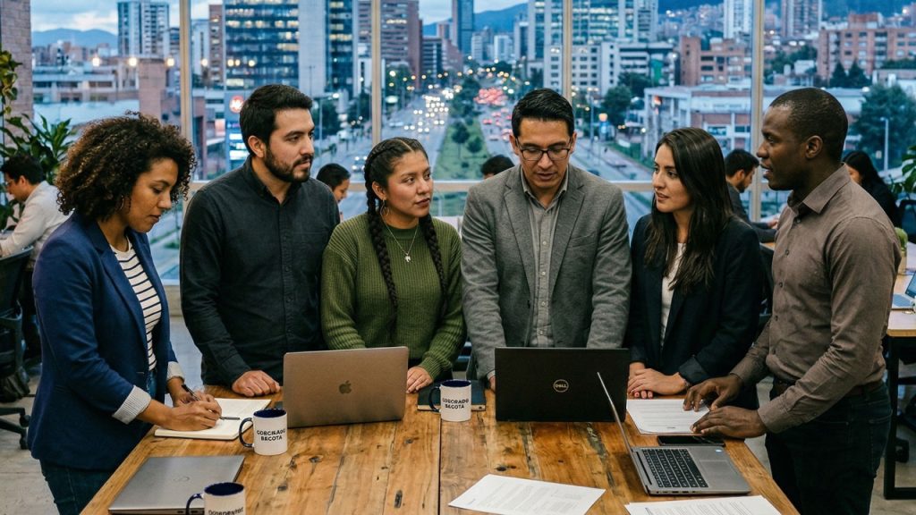 trabajadores en un coworking