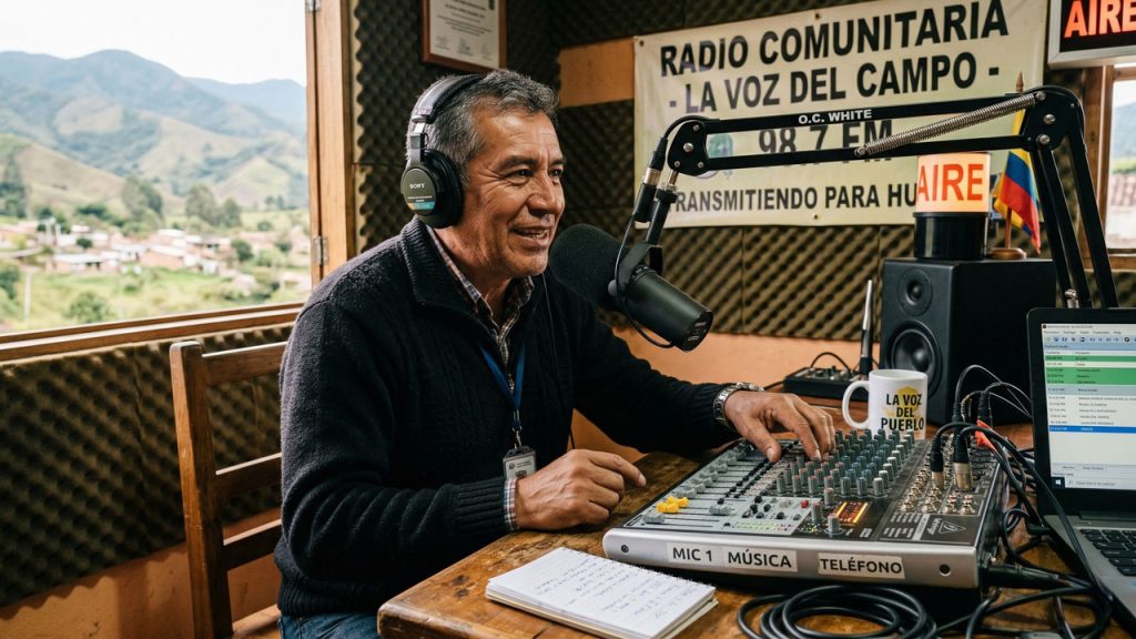Locutor emisora comunitaria