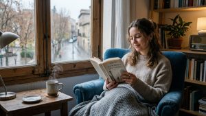 Mujer joven leyendo