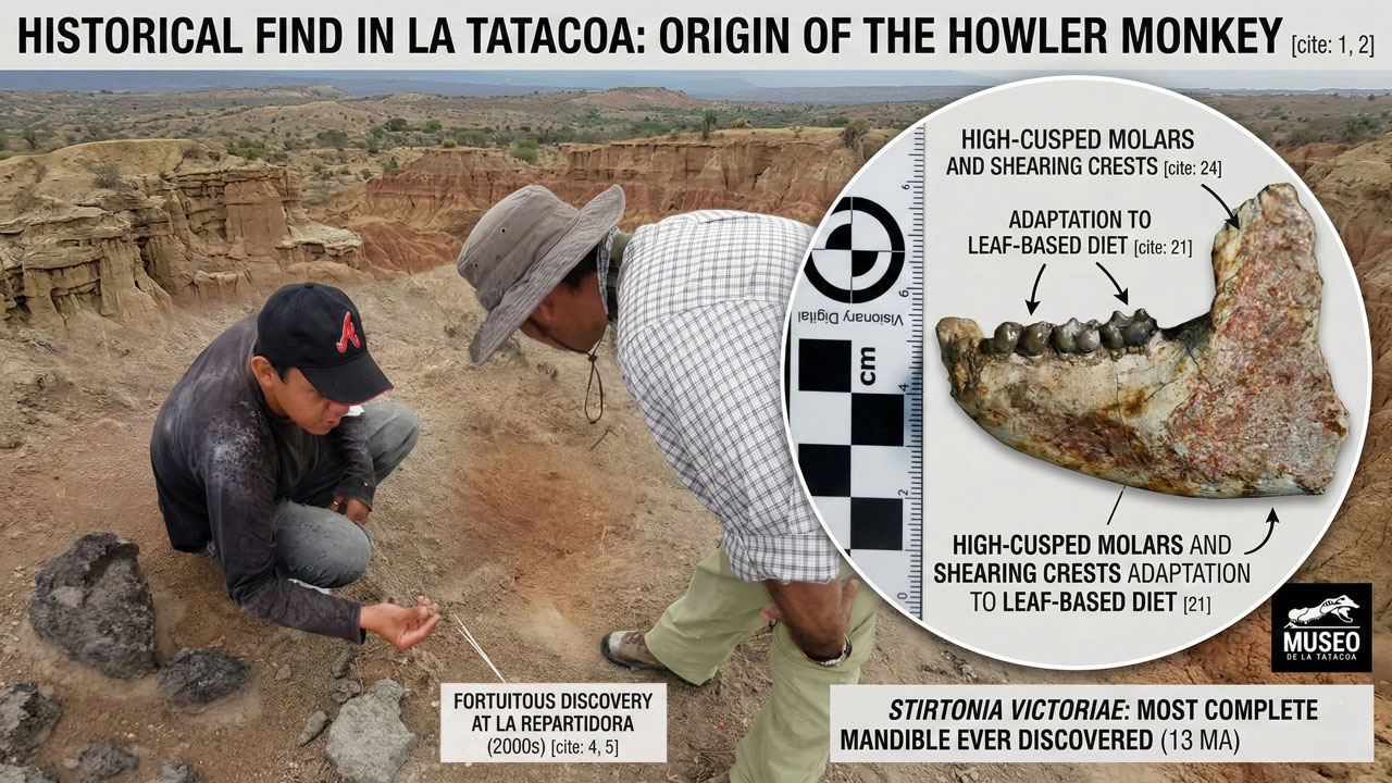 Fósil de mandíbula de mono aullador