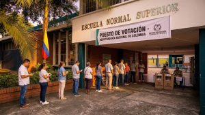 votantes esperando su turno