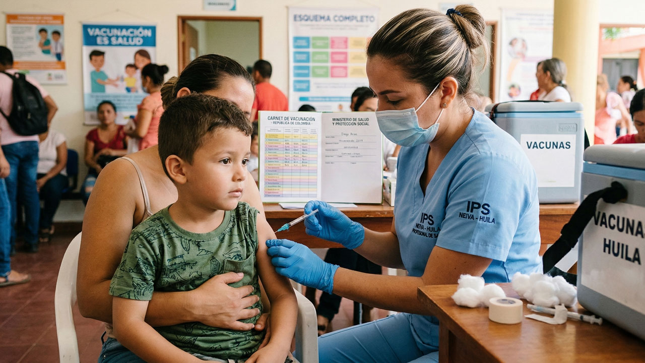 Enfermera vacunando niño