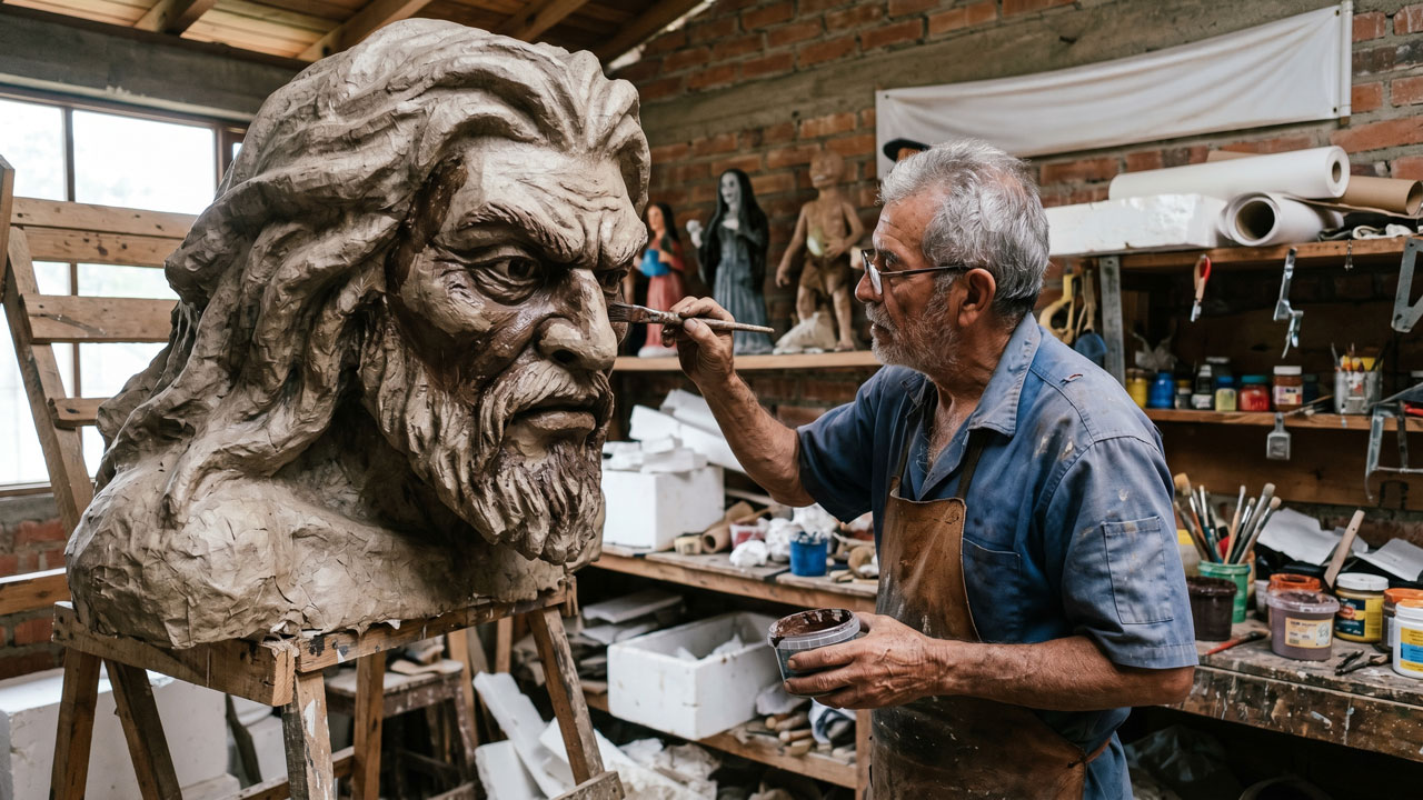 Artesano diseñando carroza inspirada en el río Magdalena para el Festival Nacional del Bambuco 2026 en Neiva