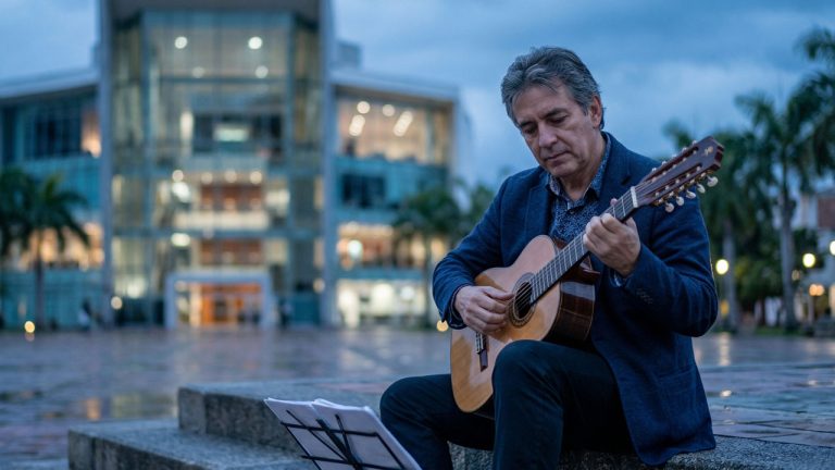 Músico tocando un tiple