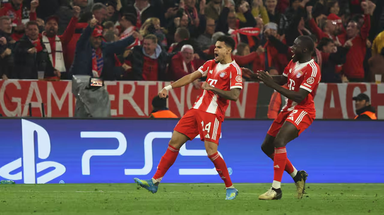 Lucho Díaz celebrando el gol que le hizo al Real Madrid en Munich