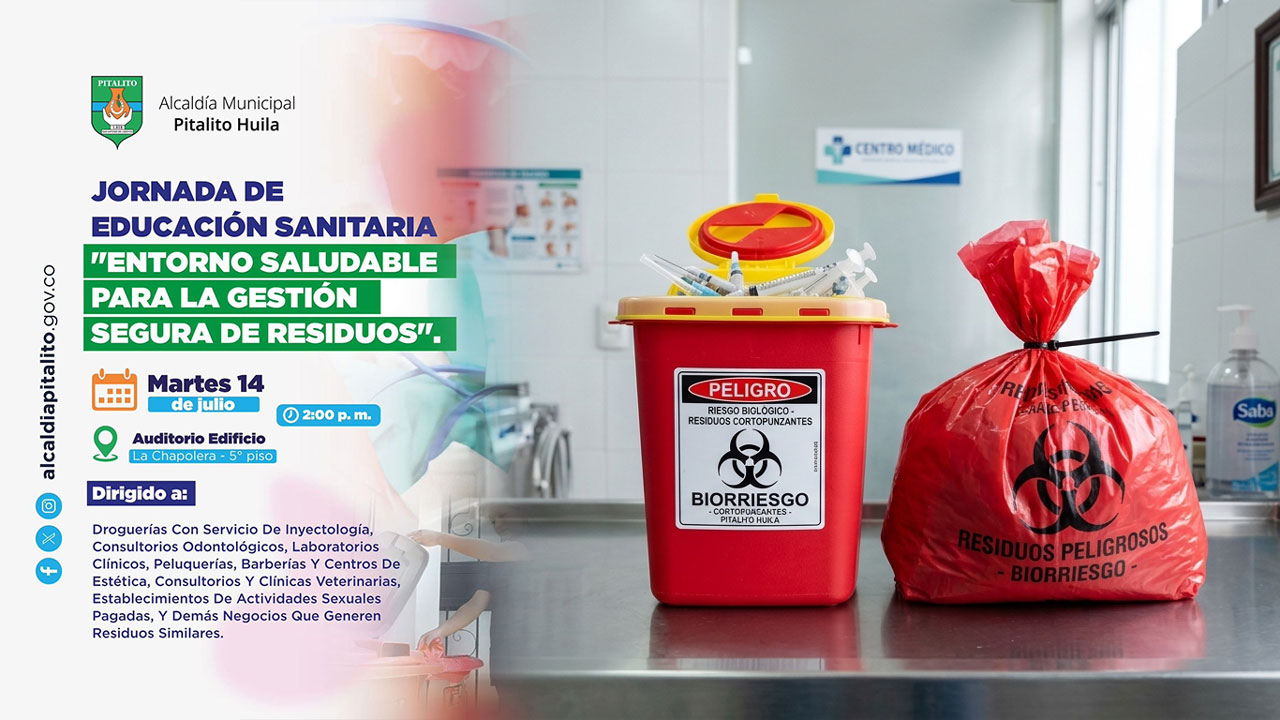 Autoridades sanitarias convocan a jornada sobre manejo de residuos biológicos y prevención epidemiológica en Pitalito