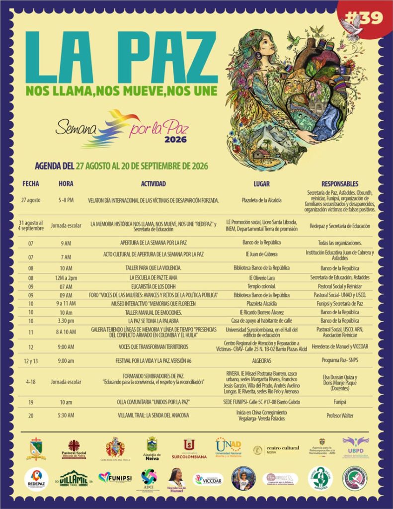 Semana por la Paz 2026: Agenda y movilización