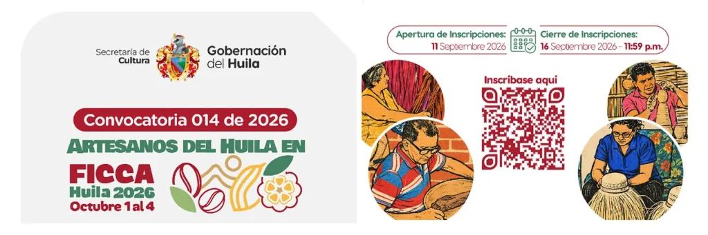El Huila busca 20 artesanos para exhibir gratis en la FICCA 2026