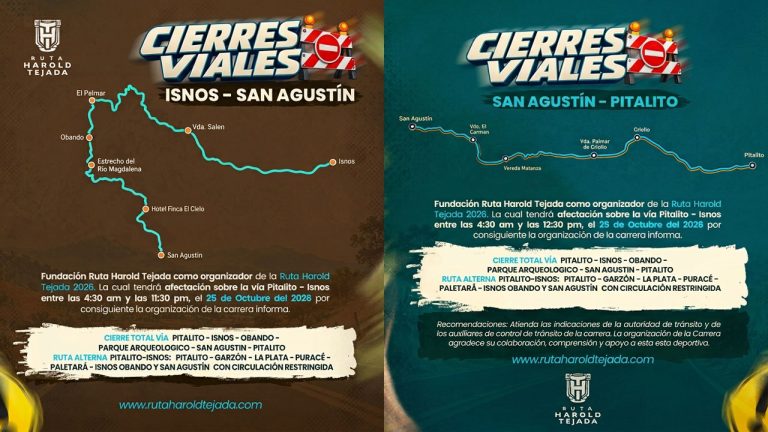 Cierres viales por la Ruta Harold Tejada 2026