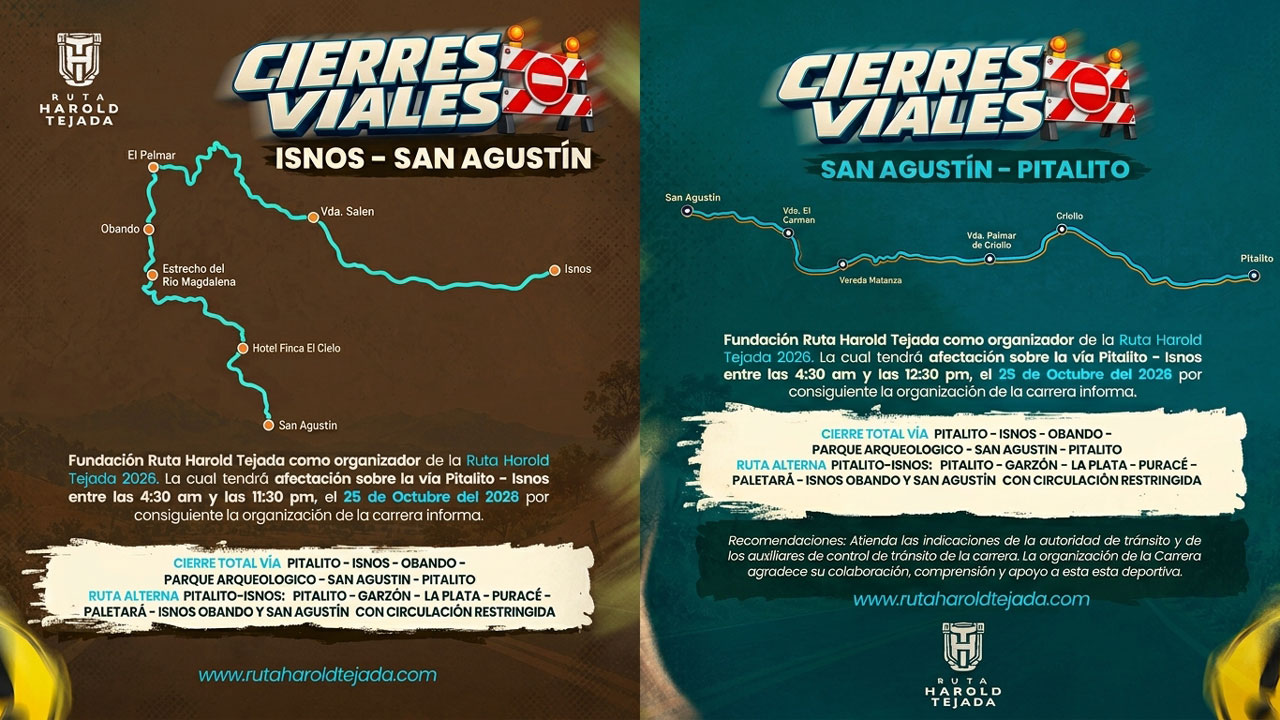 Cierres viales por la Ruta Harold Tejada 2026