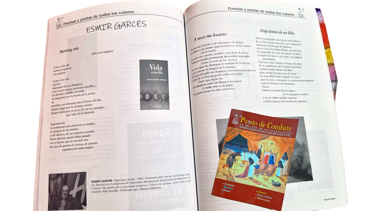 El No. 93 de la revista Puesto de combate incluye obras del escritos y poeta huilense Esmir Garcés Quiacha